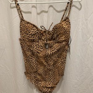 Leopard print one piece swimsuit